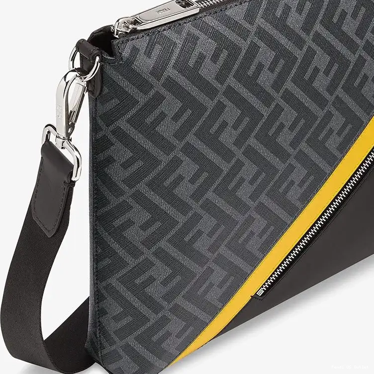 Affordable HOT Messenger Motif In Slim Fabric Bag Black FF Fendi 0326